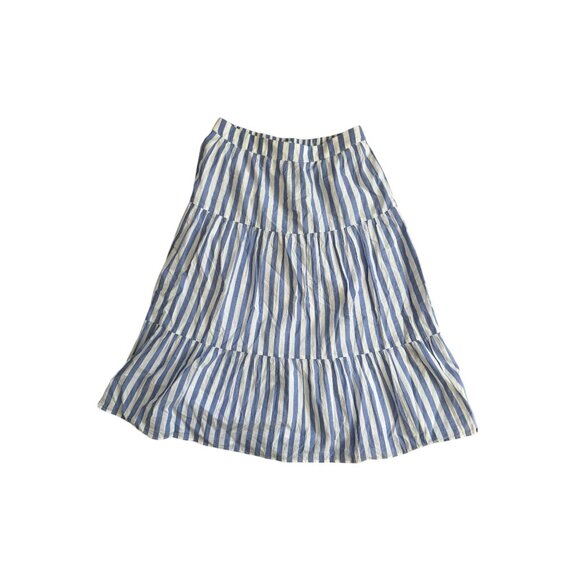 J CREW Blue White Striped Tiered Midi Skirt Size Small - Picture 6 of 6